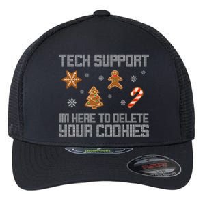 Tech Support I'm Here To Delete Your Cookies Funny Christmas Flexfit Unipanel Trucker Cap