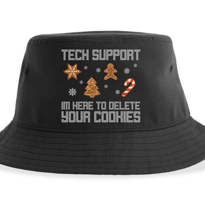 Tech Support I'm Here To Delete Your Cookies Funny Christmas Sustainable Bucket Hat