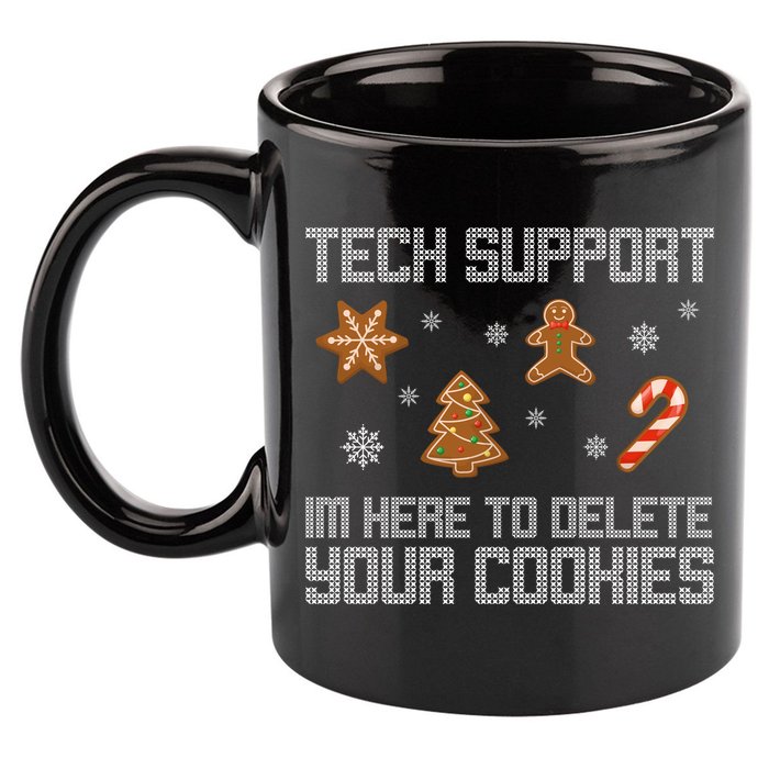 Tech Support I'm Here To Delete Your Cookies Funny Christmas 11oz C Handle Ceramic Mug