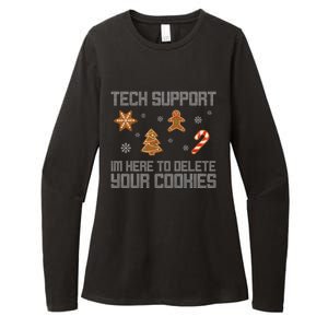 Tech Support I'm Here To Delete Your Cookies Funny Christmas Womens CVC Long Sleeve Shirt