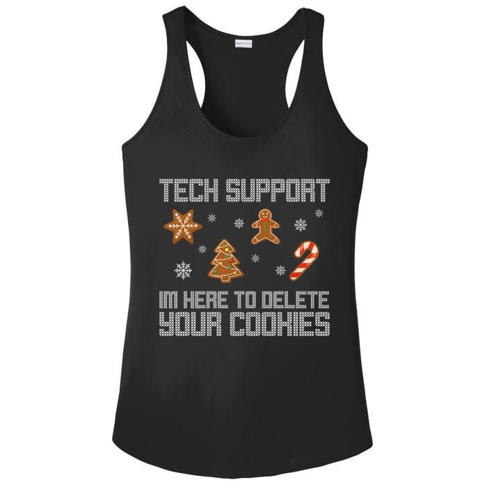 Tech Support I'm Here To Delete Your Cookies Funny Christmas Ladies PosiCharge Competitor Racerback Tank