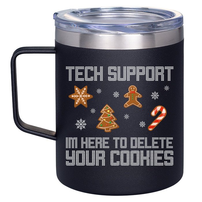 Tech Support I'm Here To Delete Your Cookies Funny Christmas 12oz Stainless Steel Coffee Mug