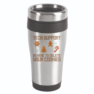 Tech Support I'm Here To Delete Your Cookies Funny Christmas 16oz Travel Tumbler
