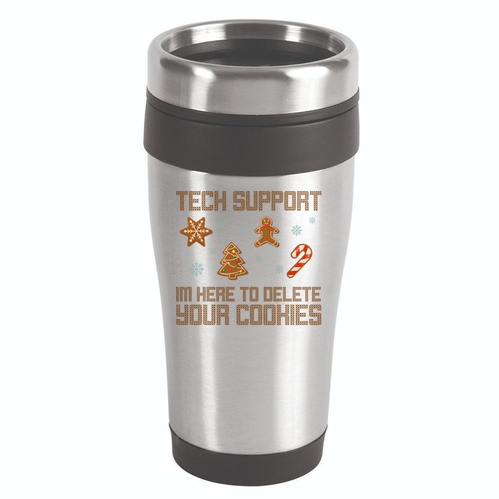Tech Support I'm Here To Delete Your Cookies Funny Christmas 16oz Travel Tumbler