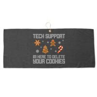 Tech Support I'm Here To Delete Your Cookies Funny Christmas Large Microfiber Waffle Golf Towel