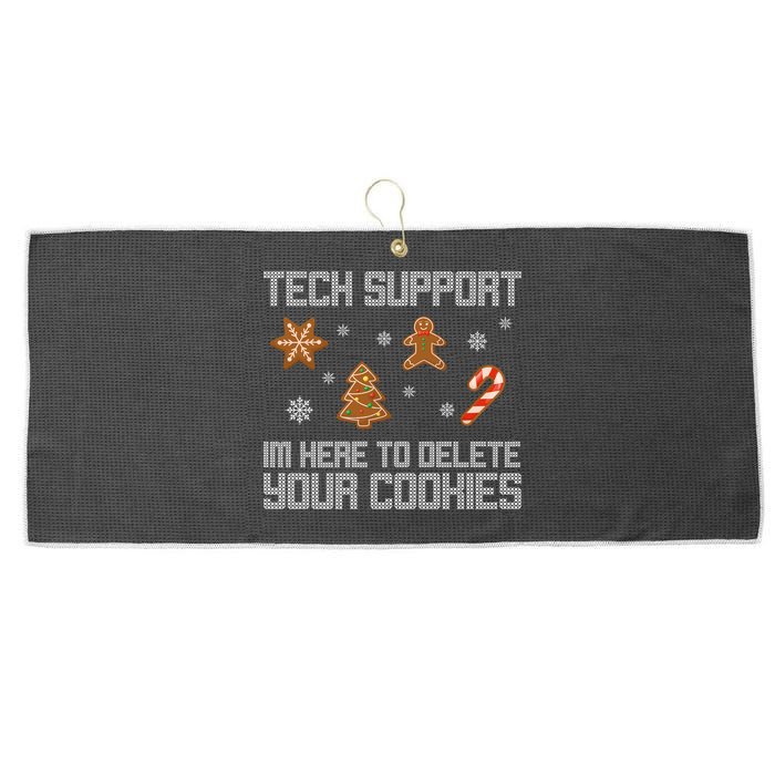 Tech Support I'm Here To Delete Your Cookies Funny Christmas Large Microfiber Waffle Golf Towel
