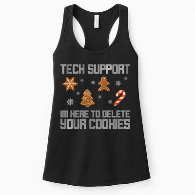 Tech Support I'm Here To Delete Your Cookies Funny Christmas Womens Tank Top