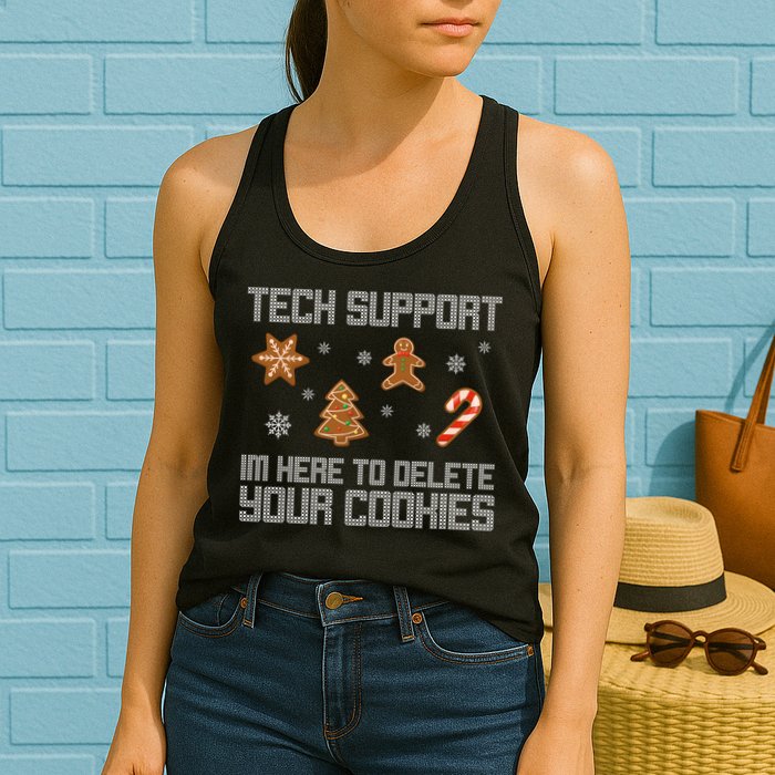 Tech Support I'm Here To Delete Your Cookies Funny Christmas Womens Tank Top