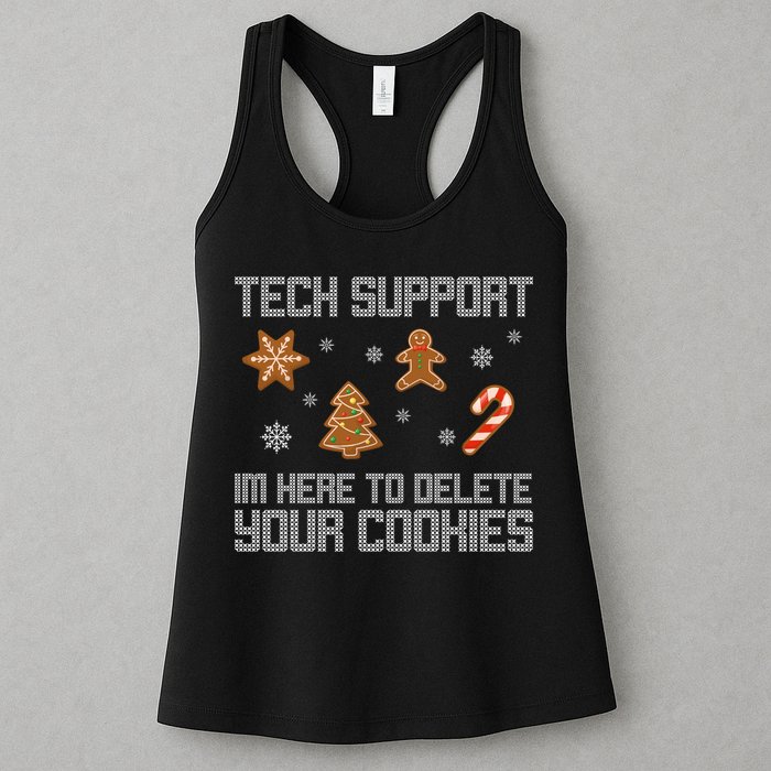 Tech Support I'm Here To Delete Your Cookies Funny Christmas Womens Tank Top