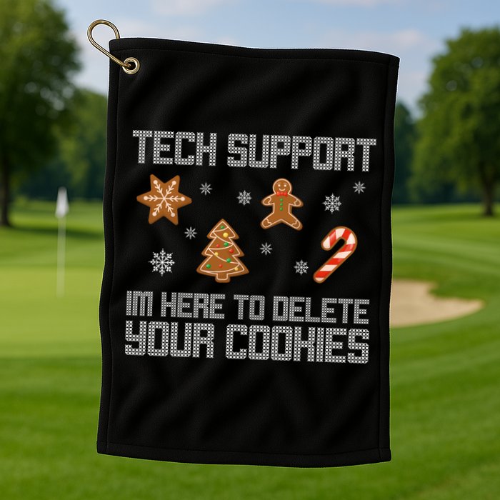 Tech Support I'm Here To Delete Your Cookies Funny Christmas Golf Towel