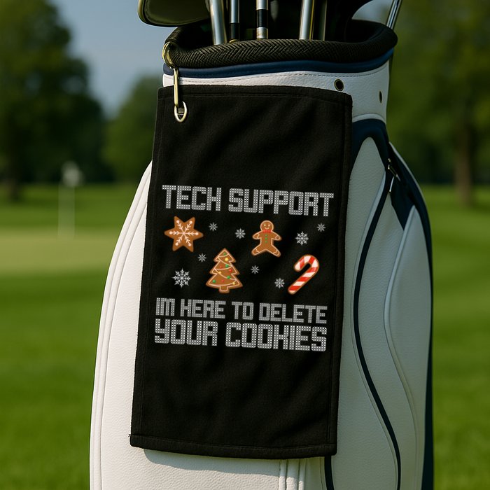 Tech Support I'm Here To Delete Your Cookies Funny Christmas Golf Towel