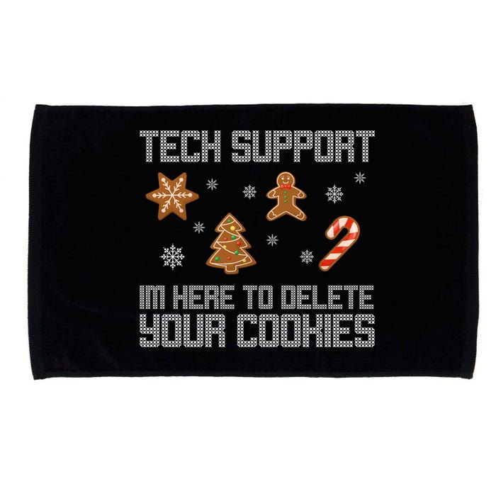 Tech Support I'm Here To Delete Your Cookies Funny Christmas Microfiber Hand Towel