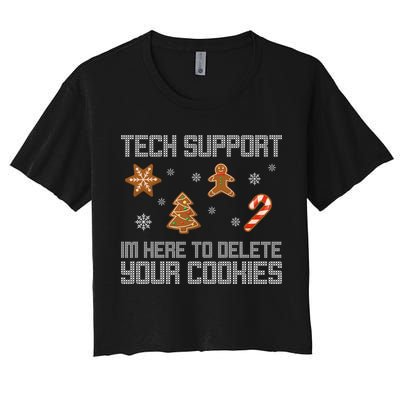 Tech Support I'm Here To Delete Your Cookies Funny Christmas Crop Top