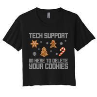 Tech Support I'm Here To Delete Your Cookies Funny Christmas Crop Top
