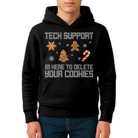Tech Support I'm Here To Delete Your Cookies Funny Christmas Kids Hoodie