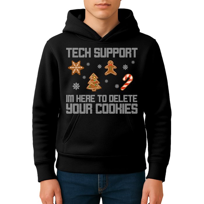 Tech Support I'm Here To Delete Your Cookies Funny Christmas Kids Hoodie