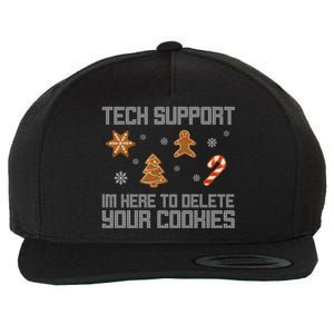 Tech Support I'm Here To Delete Your Cookies Funny Christmas Wool Snapback Cap