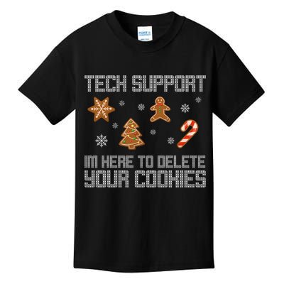 Tech Support I'm Here To Delete Your Cookies Funny Christmas Kids T-Shirt