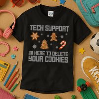 Tech Support I'm Here To Delete Your Cookies Funny Christmas Kids T-Shirt