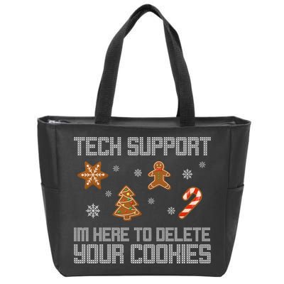 Tech Support I'm Here To Delete Your Cookies Funny Christmas Zip Tote Bag