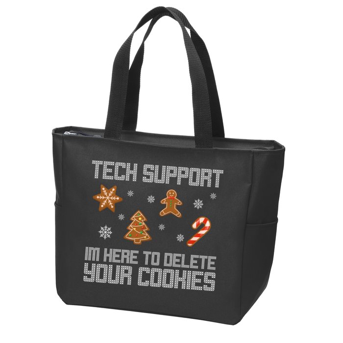 Tech Support I'm Here To Delete Your Cookies Funny Christmas Zip Tote Bag