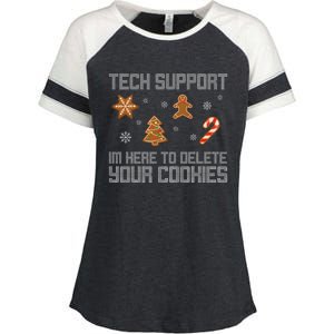 Tech Support I'm Here To Delete Your Cookies Funny Christmas Enza Ladies Jersey Colorblock Tee