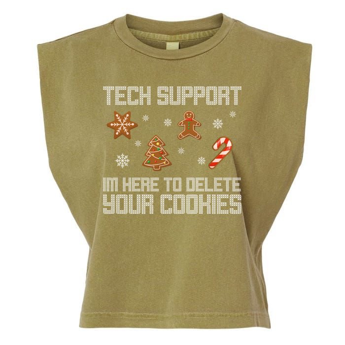 Tech Support I'm Here To Delete Your Cookies Funny Christmas Garment-Dyed Women's Muscle Tee