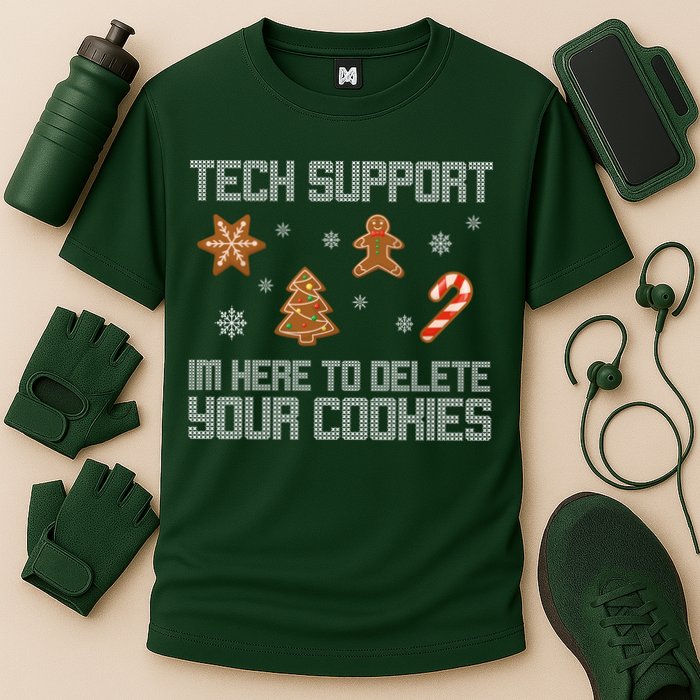 Tech Support I'm Here To Delete Your Cookies Funny Christmas Performance Shirt