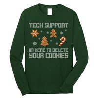 Tech Support I'm Here To Delete Your Cookies Funny Christmas Long Sleeve Shirt