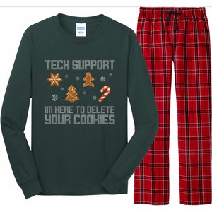 Tech Support I'm Here To Delete Your Cookies Funny Christmas Long Sleeve Pajama Set