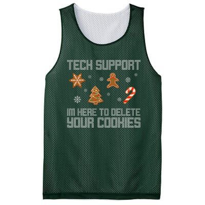 Tech Support I'm Here To Delete Your Cookies Funny Christmas Mesh Reversible Basketball Jersey Tank