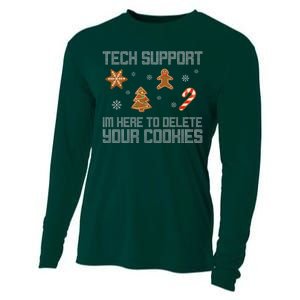 Tech Support I'm Here To Delete Your Cookies Funny Christmas Cooling Performance Long Sleeve Crew