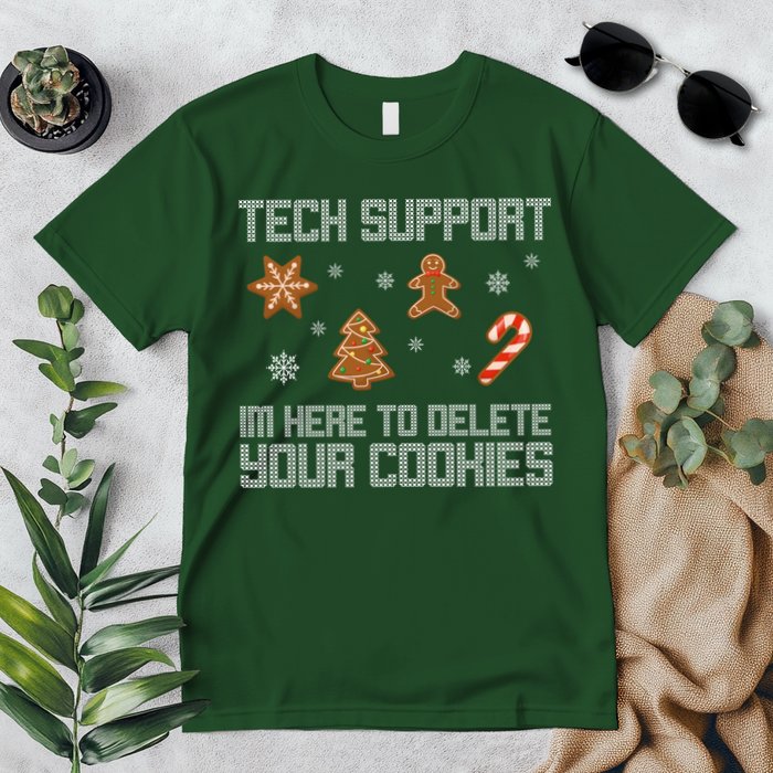 Tech Support I'm Here To Delete Your Cookies Funny Christmas Premium T-Shirt
