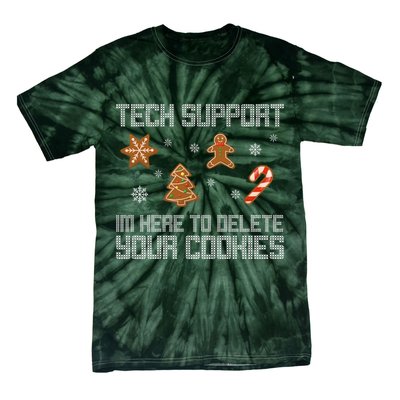 Tech Support I'm Here To Delete Your Cookies Funny Christmas Tie-Dye T-Shirt