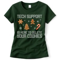 Tech Support I'm Here To Delete Your Cookies Funny Christmas Womens T-Shirt