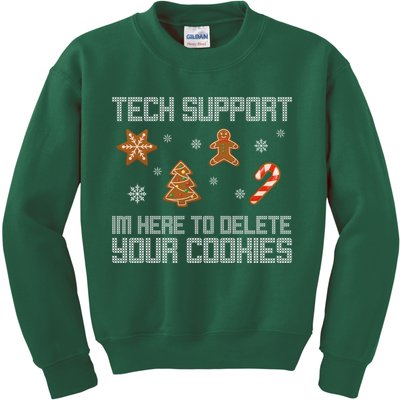 Tech Support I'm Here To Delete Your Cookies Funny Christmas Kids Sweatshirt