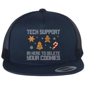 Tech Support I'm Here To Delete Your Cookies Funny Christmas Flat Bill Trucker Hat