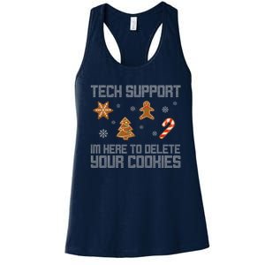 Tech Support I'm Here To Delete Your Cookies Funny Christmas Women's Racerback Tank