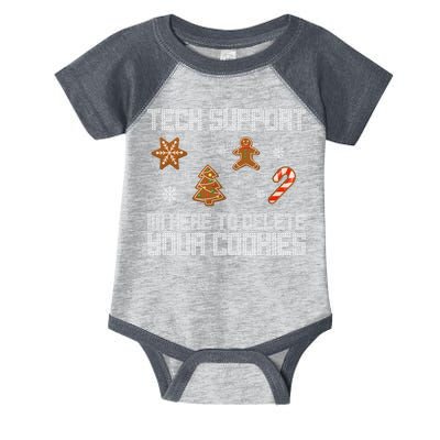 Tech Support I'm Here To Delete Your Cookies Funny Christmas Infant Baby Jersey Bodysuit