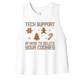 Tech Support I'm Here To Delete Your Cookies Funny Christmas Women's Racerback Cropped Tank