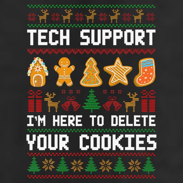 Tech Support IM Here To Delete Your Cookies Xmas 7 Panel Mesh Trucker Snapback Hat