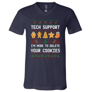 Tech Support IM Here To Delete Your Cookies Xmas V-Neck T-Shirt