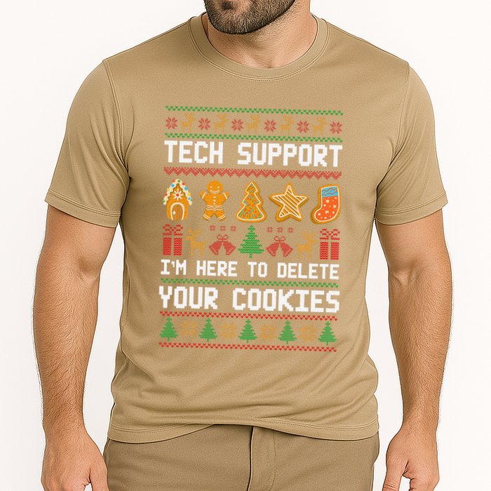 Tech Support IM Here To Delete Your Cookies Xmas Cooling Performance Crew T-Shirt
