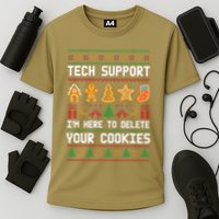 Tech Support IM Here To Delete Your Cookies Xmas Cooling Performance Crew T-Shirt