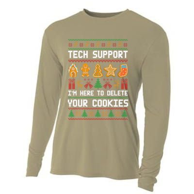 Tech Support IM Here To Delete Your Cookies Xmas Cooling Performance Long Sleeve Crew