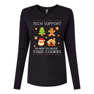 Tech Support IM Here To Delete Your Cookies Christmas Womens Cotton Relaxed Long Sleeve T-Shirt