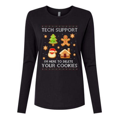 Tech Support IM Here To Delete Your Cookies Christmas Womens Cotton Relaxed Long Sleeve T-Shirt