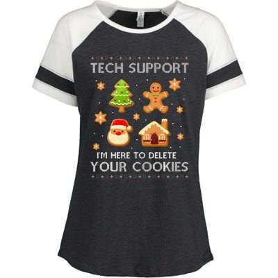 Tech Support IM Here To Delete Your Cookies Christmas Enza Ladies Jersey Colorblock Tee