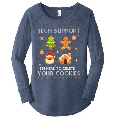 Tech Support IM Here To Delete Your Cookies Christmas Women's Perfect Tri Tunic Long Sleeve Shirt