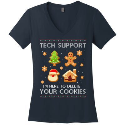 Tech Support IM Here To Delete Your Cookies Christmas Women's V-Neck T-Shirt